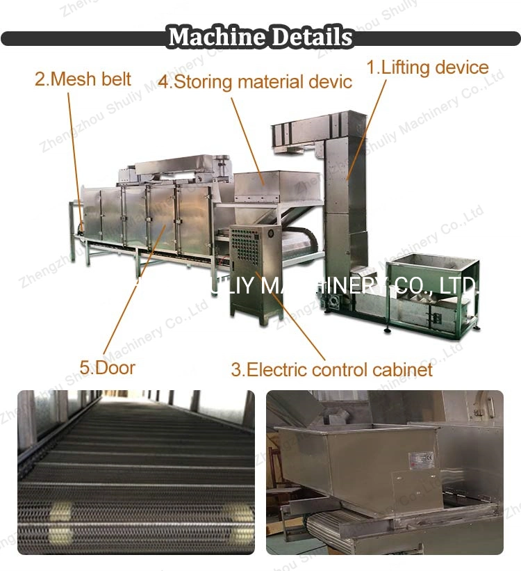 Continuous Belt Type Peanut Roaster Cashew Nut Roasting Machine