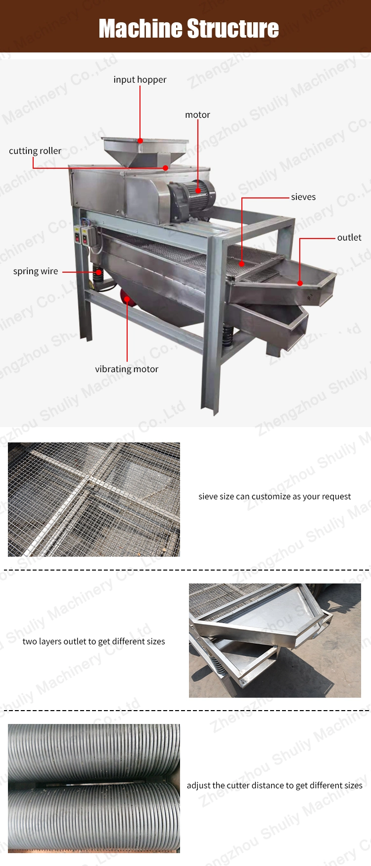 Industrial Automatic Dates Peanut Almond Nut Dicing Cutting Grading Machine