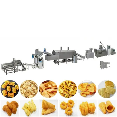 Patatine fritte di trombe fritte, linea di produzione di snack fritti soffiati, macchina per patatine fritte di trombe fritte, snack